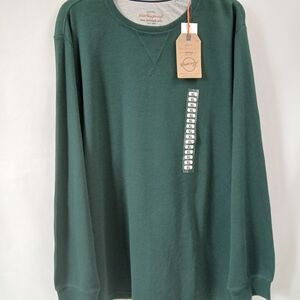 Weatherproof Vintage Men’s Thermal Crewneck Sweatshirt Pine Green Size XL NWT